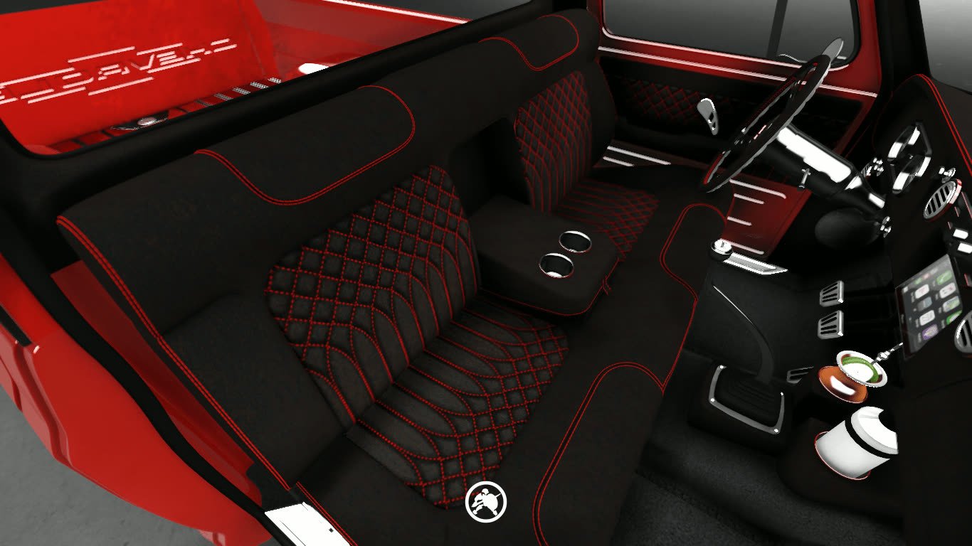 Chevrolet C10 1974 Red — imagem 2 do projeto 3D